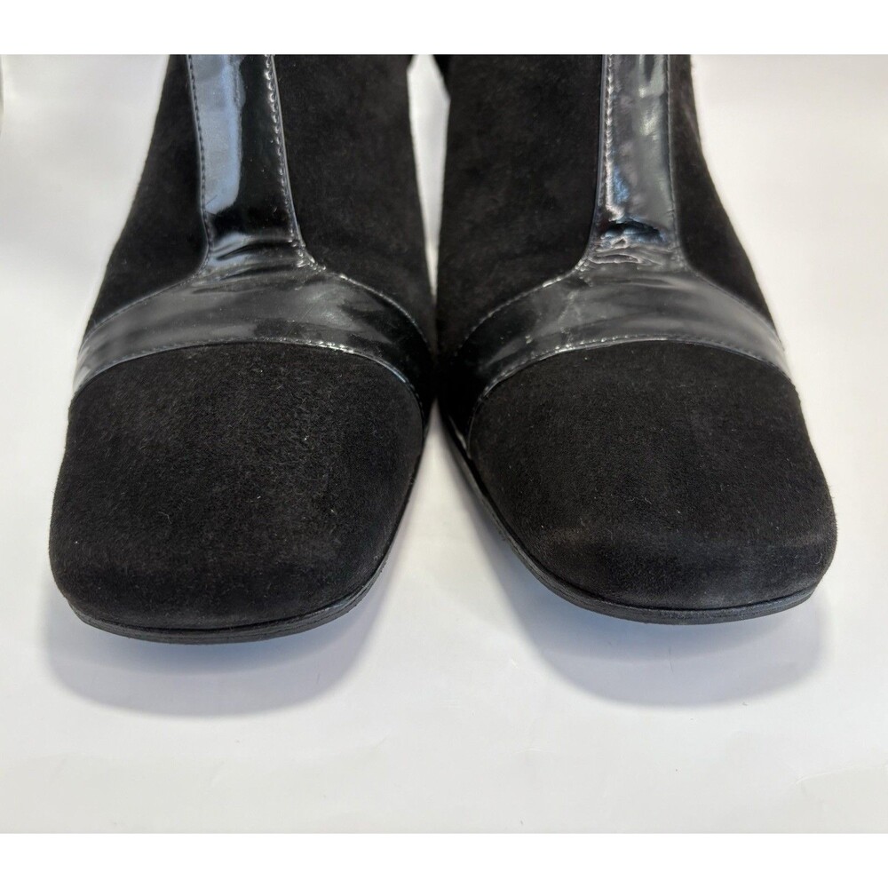 Celine Black Suede Ankle Boots w/ Patent Leather Details Y2K Sz EU 38.5C 8.5 - Picture 6 of 12